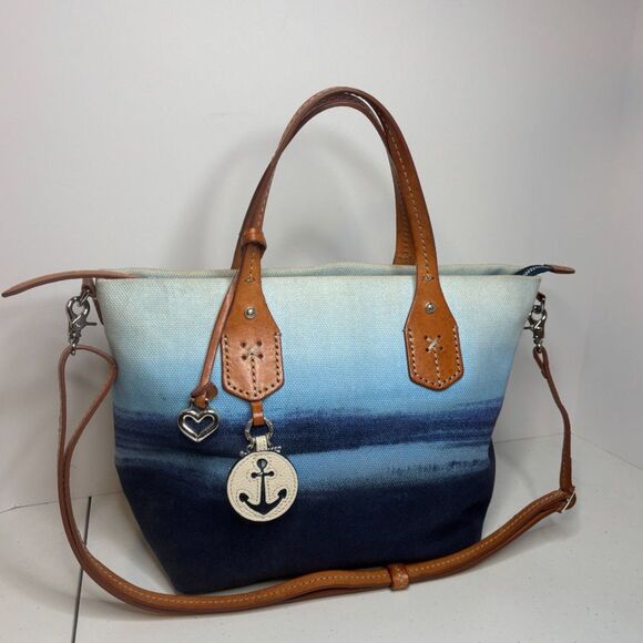Brighton Spring Refresh Comtempo Bluewater Leather Satchel Purse Coastline Women - Picture 2 of 10